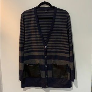 Ann Taylor - faux leather pocket cardigan